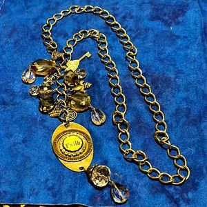 faith necklace with lots of charms silver tone